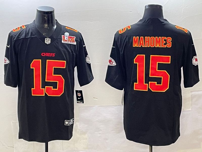 Men Kansas City Chiefs #15 Mahomes Black 2025 Nike Vapor Limited NFL Jersey style 2092->nba t-shirts->Sports Accessory